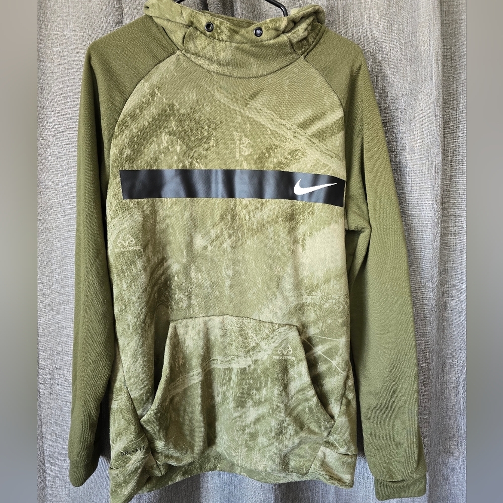 Nike Dri Fit Realtree Hoodie Mens L Green Camo